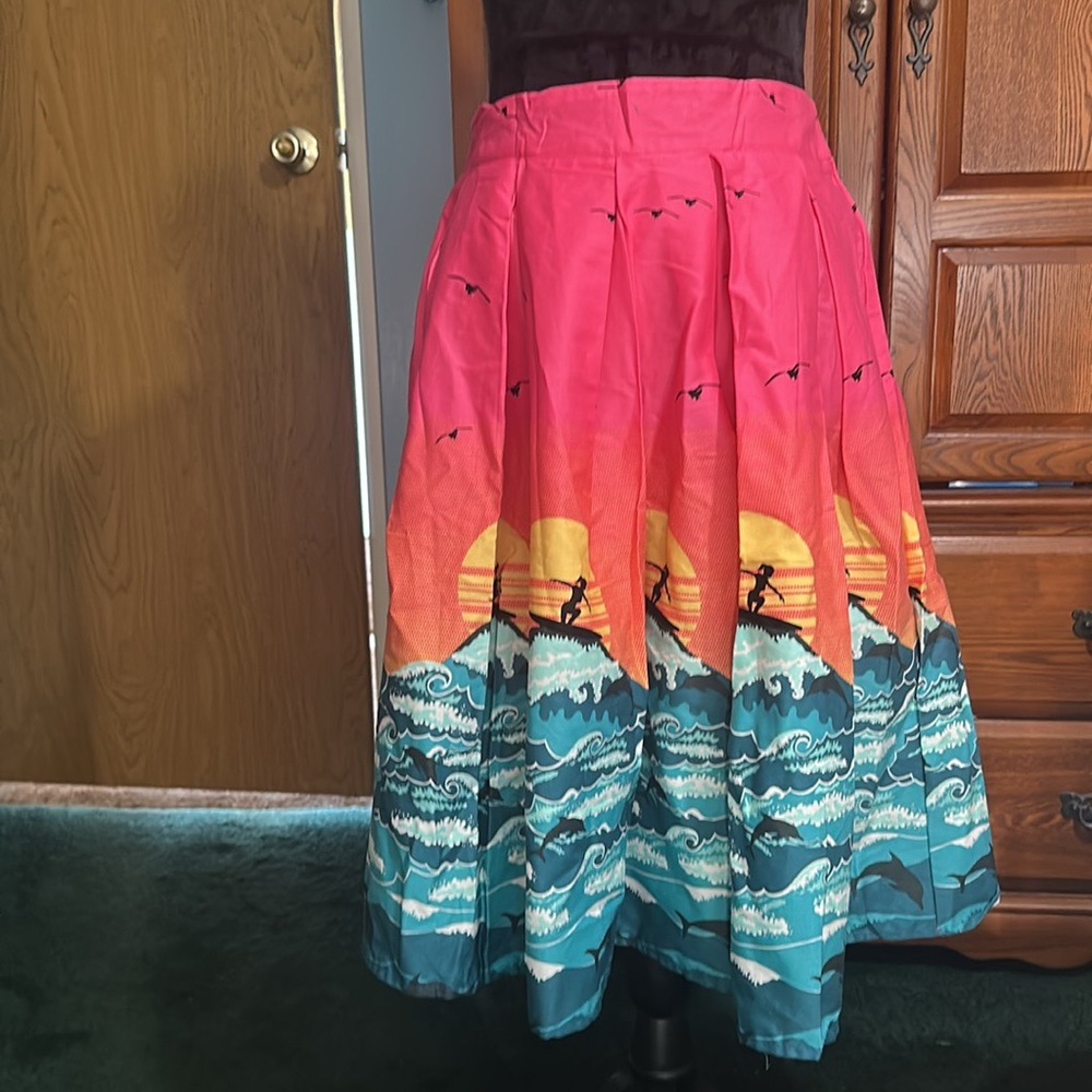 Sucrefas Pink and Blue A-Line Skirt